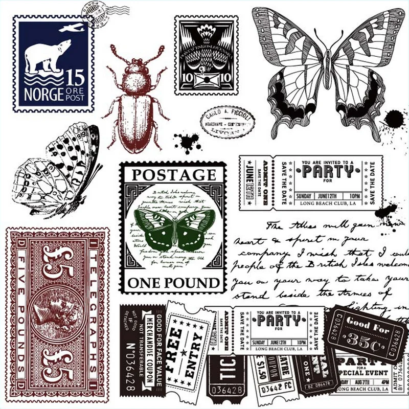 vintage plant insect transparent silicone clear stamp for scrapbooking album DIY craft decoration rubber stationery | Канцтовары для