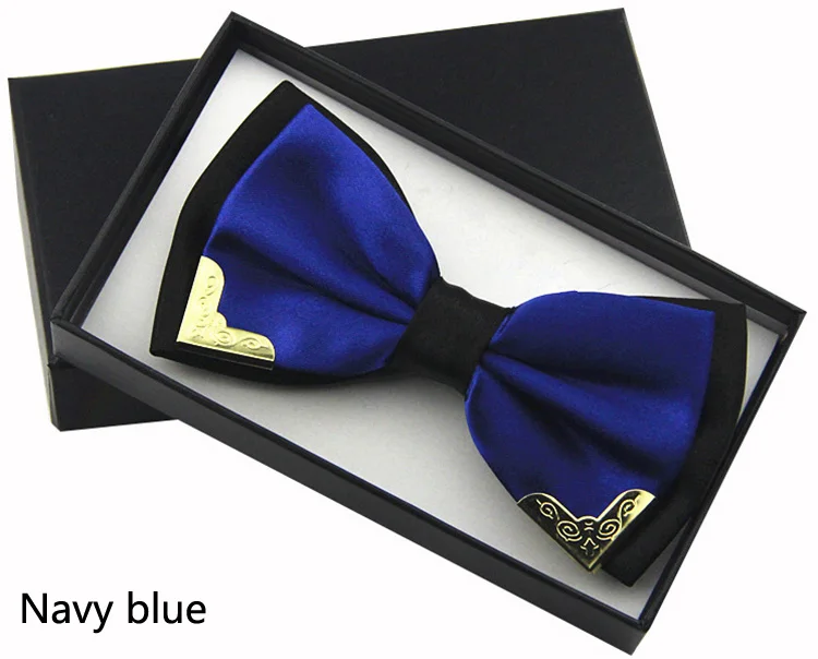navy blue Jbersee роскошный бутик Модные металлические галстуки-бабочки для мужчин и женщин Свадебная вечеринка бабочка галстук-бабочка Gravata тонкий черный галстук-платок - Цвет: navy blue
