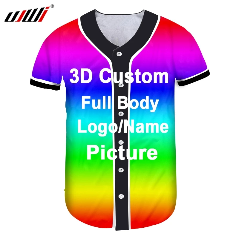 UJWI Online Shopping Повседневная летняя мужская бейсбольная рубашка 3d на заказ с полной