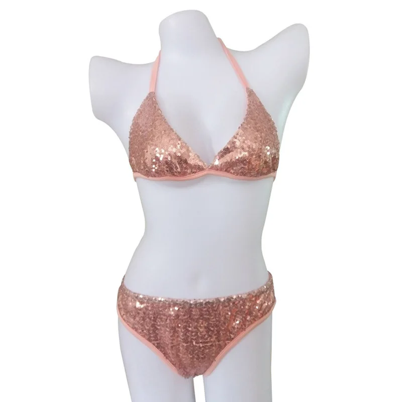 Jookrrix 2018 Sexy Bikinis Sequins Women Bandage Bikini Set Push Up Padded Strappy Swimsuit Backless Brazillian Summer Swimwear |