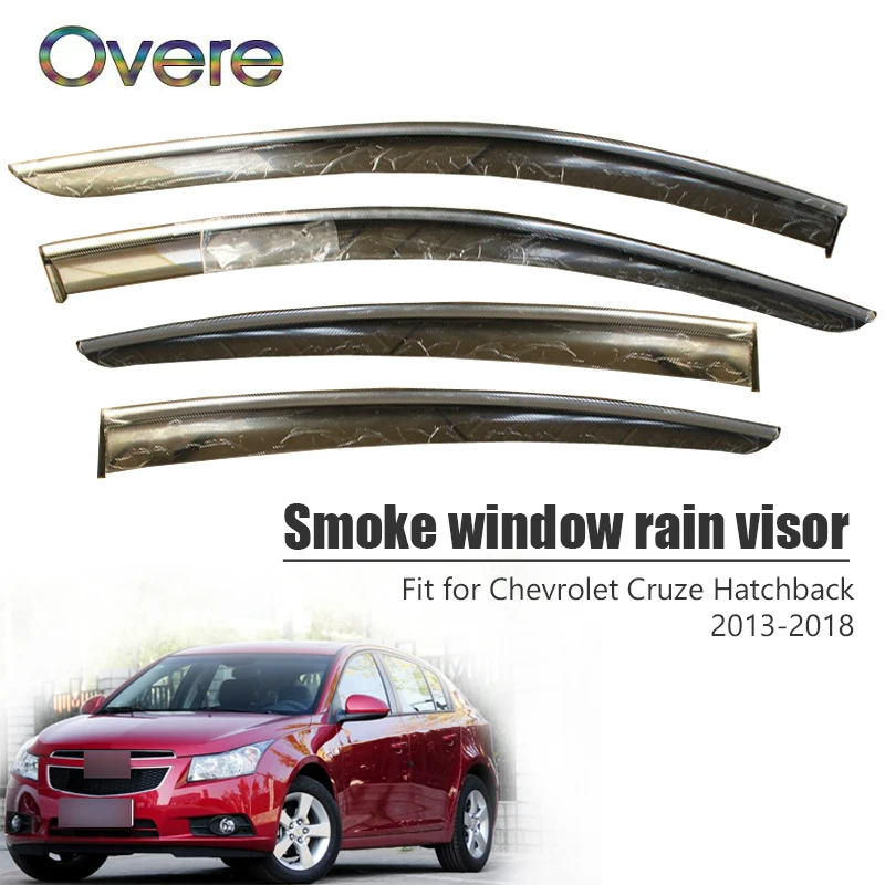 

Overe 4Pcs/1Set Smoke Window Rain Visor For Chevrolet Cruze Hatchback 2013 2014 2015 2016 2017 2018 Awnings Shelters Accessories