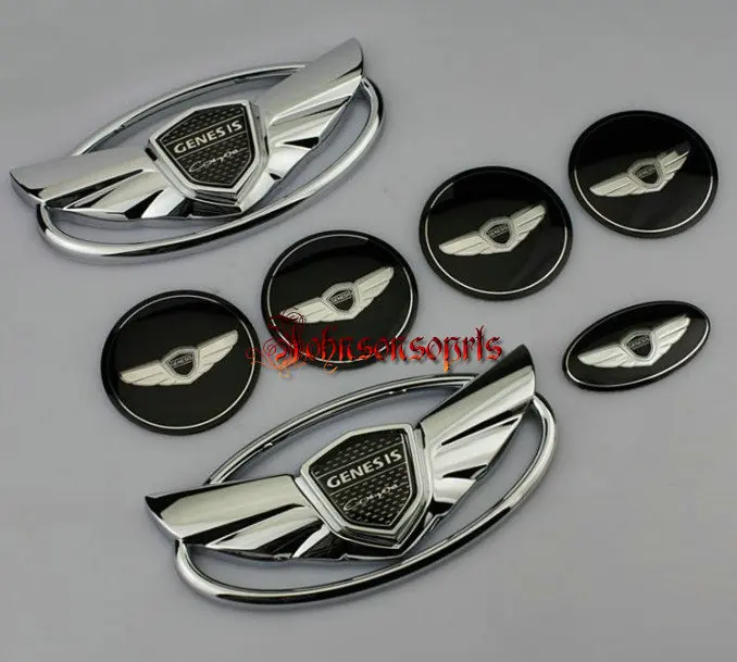 7 шт./компл. 3D значок эмблемы передние + задние рулевые колеса для 2010 2015 GENESIS COUPE