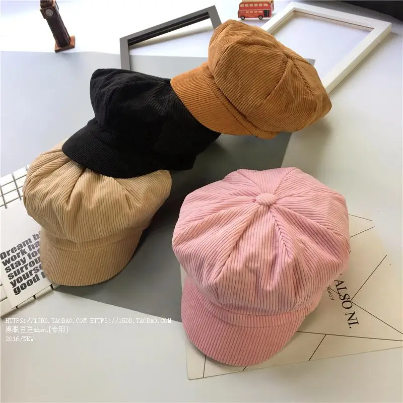 Autumn Winter New Hot Fashion Women Casual Simple Vintage Warm Berets Female Corduroy Solid Color Painter Caps Hats | Аксессуары для