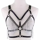 Женский кожаный бюстгальтер, с цепочкой, в готическом стиле