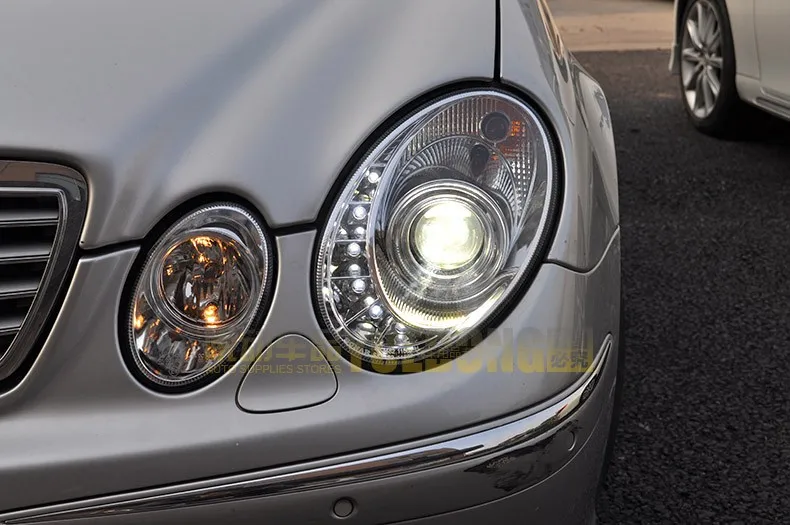 Высококачественный чехол для автомобиля для Benz W211 E240 E200 E280 фары светодиодный DRL Объектив двойной луч HID Xenon