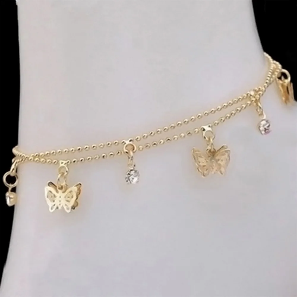 Fahion Designer Shape Butterfly Crystal Anklets for Women Fashion Beach Foot Chain Girl Love Ankle Bracelet Jewelry | Украшения и
