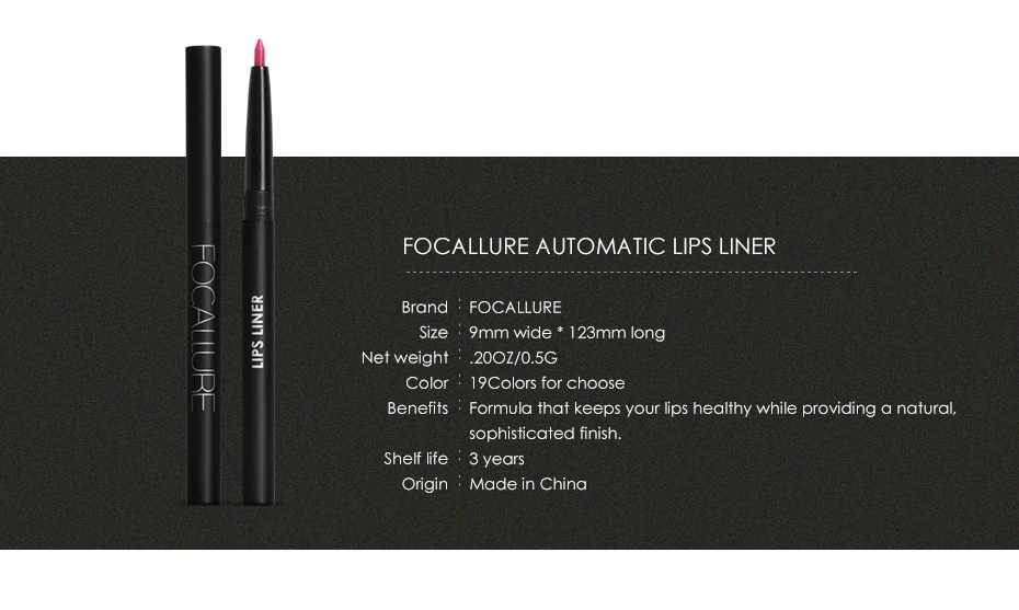 FOCALLURE New Pro, 19 цветов, Водостойкий карандаш для губ, Водостойкий карандаш для губ, инструменты для губ, Макияж для губ, горячая Распродажа, косметика