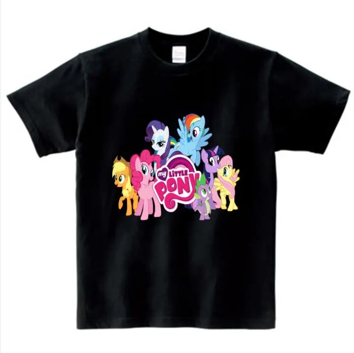 black childreT-shirt Детские футболки «My Little Poli» для девочек; хлопковые футболки принцессы с героями мультфильмов; Детские футболки; летняя одежда для маленьких мальчиков; NN - Цвет: black childreT-shirt