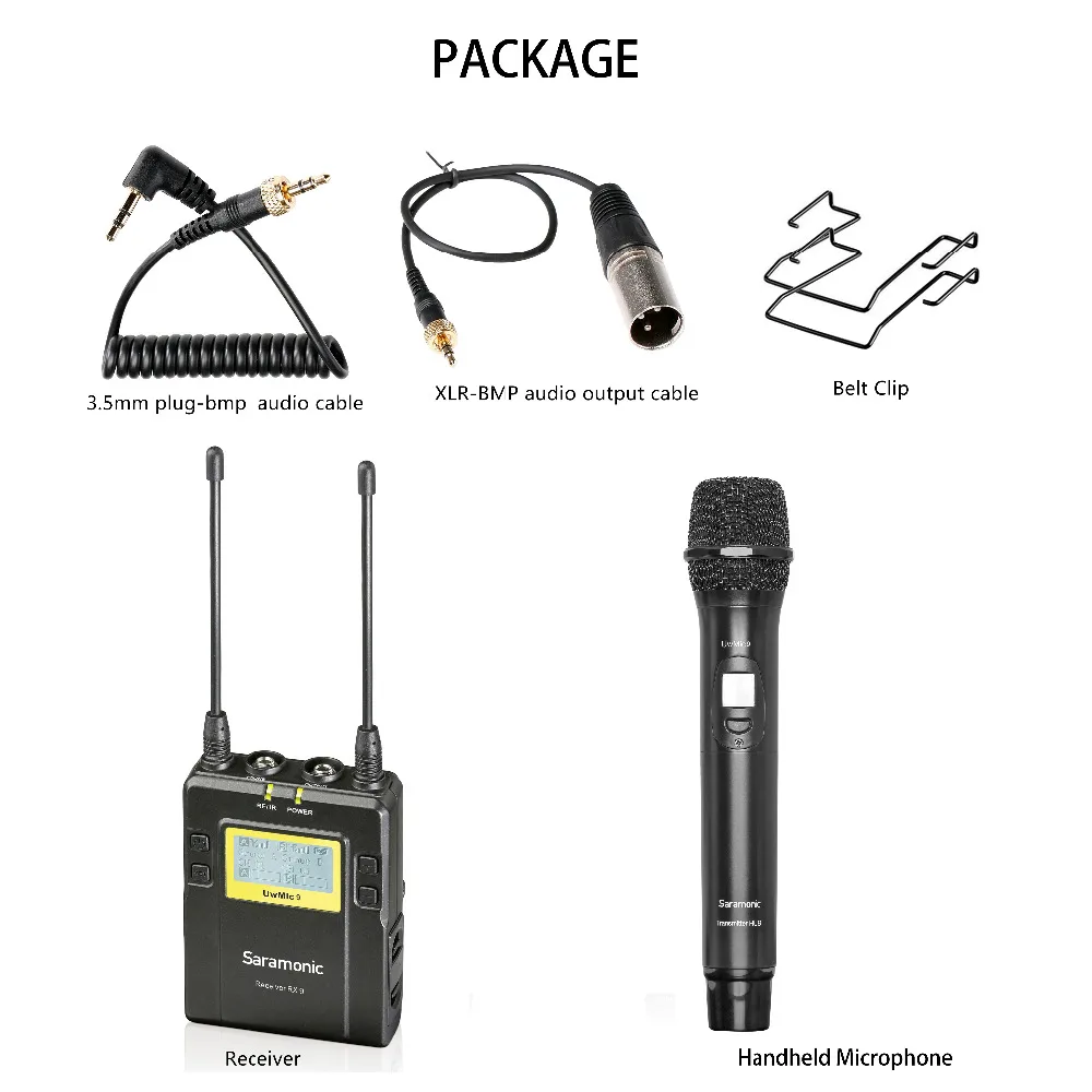 Беспроводной Карманный микрофон для DSLR камеры, Saramonic UWMIC9 UHF микрофон для интервью системы с ручной микрофон и приемник