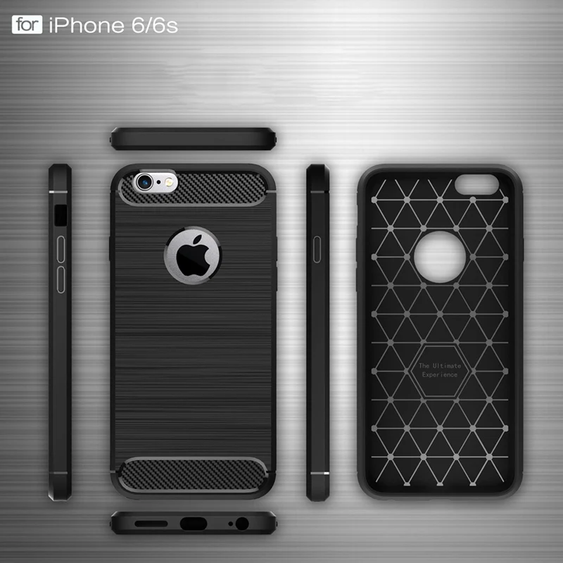 Soft Armor Silicon Case For iPhone 6 Plus Cover Luxury TPU Brushed Carbon Fiber Back Coque | Мобильные телефоны и
