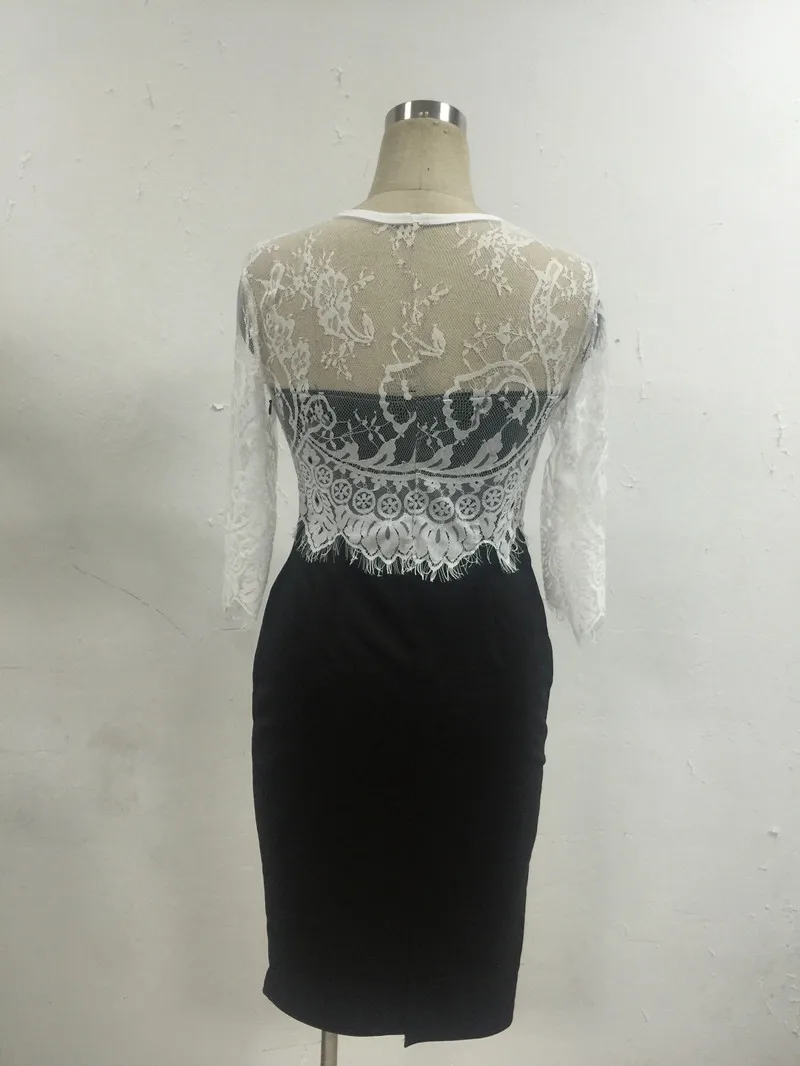 Женское кружевное платье в стиле ретро черное или Белое Облегающее Платье-футляр
