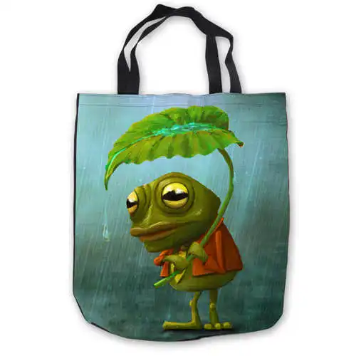 Tote Bags Пользовательские холст-Лягушка-Kindoom-(1) toteBags сумки сумка-шоппер Повседневное пляжные сумки Складная 180911-04-75 - Цвет: Tote Bags