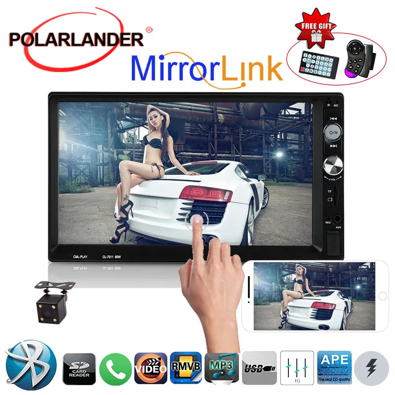 Автомагнитола 7011B магнитола с Bluetooth HD и дистанционным управлением TF USB Aux-in 7 дюймов
