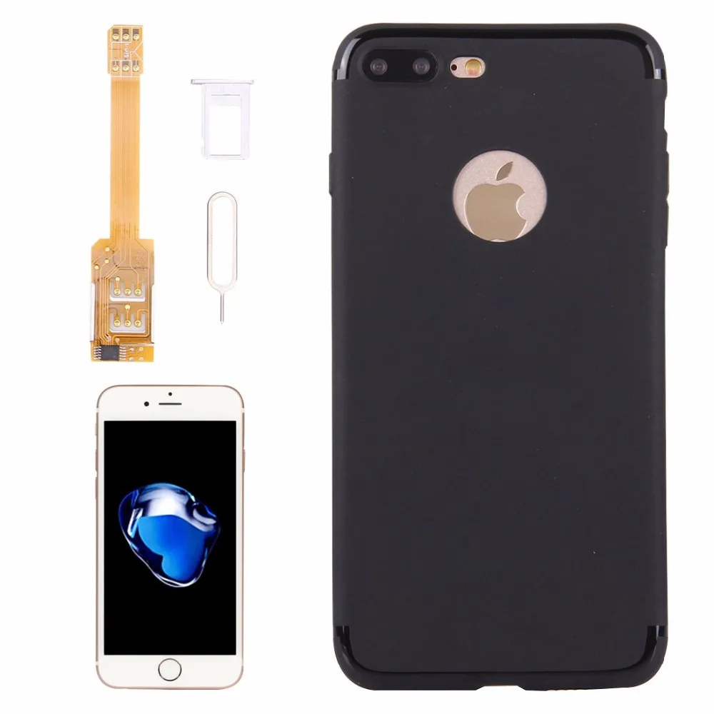 Для iPhone 7 и Plus 2 в 1 Dual SIM карты Адаптеры + ТПУ чехол накладка на заднюю крышку с