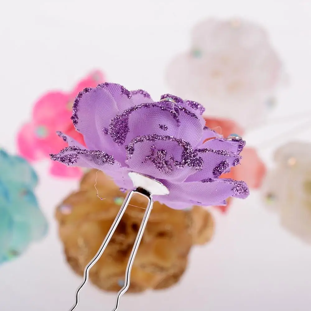 5 шт. свадебные хрустальные цветные розы заколки для волос зажим подружек невесты