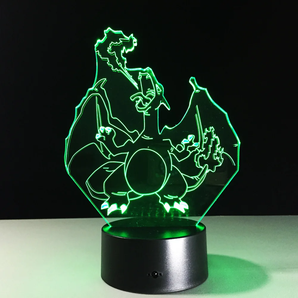 Fire Dragon 3D 7 цветов сенсорный светодиодный свет видения Подарочная настольная лампа ночник 386
