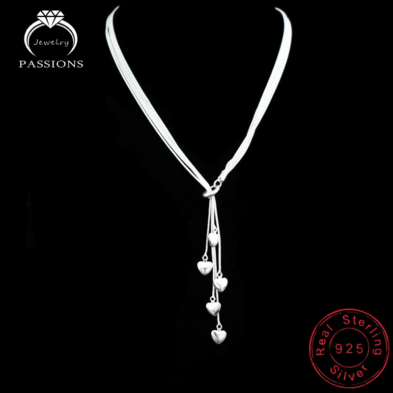 Hot Fashion 925 Sterling Silver Multilayer Long Tassel Love Heart Maxi Pendant Necklace Bracelet Jewelry Set Women Luxury Gift | Украшения