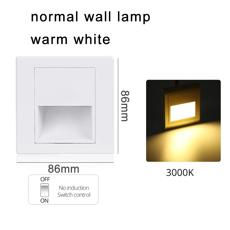 normal warm white Настенный светильник с датчиком движения, встраиваемый лестничный светодиодный светильник с инфракрасной индукцией человека, лестничный светильник, настенный светильник ing AC100-265V 86 Box - Цвет абажура: normal warm white