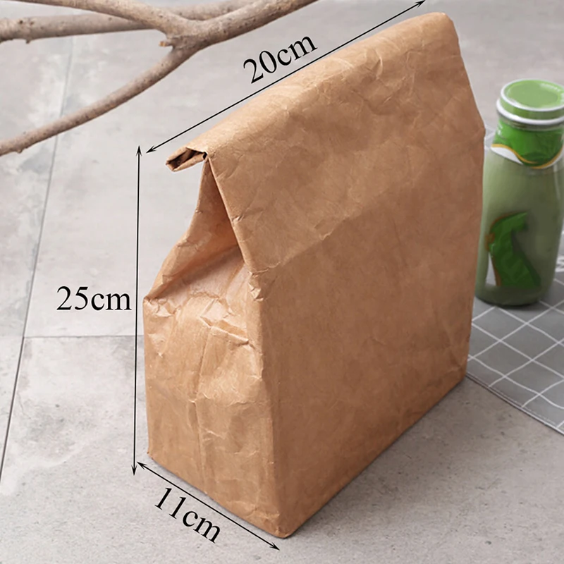 

Foldable Reusable Leakproof Food Container Large Capacity Lunch Bag Waterproof Thermal Insulation Kraft Paper Aluminum Foil