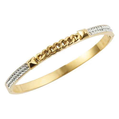Gold Модные браслеты из нержавеющей стали AAA+ кубический цирконий, браслеты, ювелирные изделия, браслеты с кристаллами, браслеты для женщин - Окраска металла: Gold