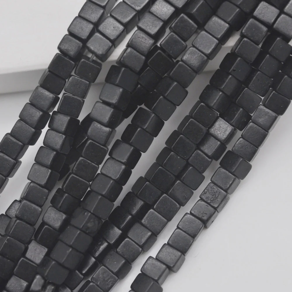 

4 мм черный куб Howlite, бусины россыпью, нитка для изготовления ювелирных изделий C207