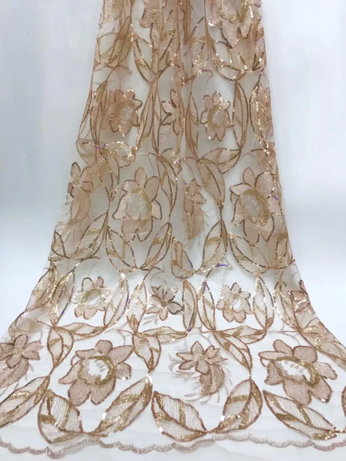 Новинка 2019 розовое золото кружевная ткань французская сетка африканский тюль