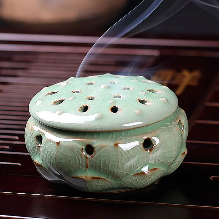 Керамическая курильница Longquan celadon Будды в стиле лотоса для благовоний из