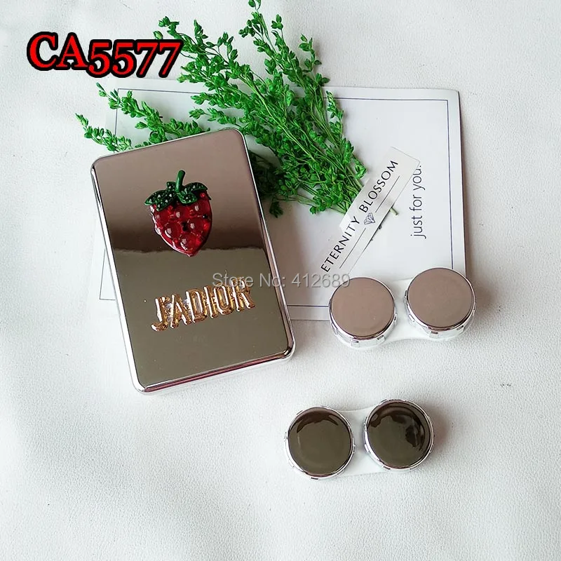 Контактные линзы чехол с принтом «клубника кактус футболка с принтом «ананас» деко, наборами по 2 пары класса люкс для путешествий коробка CA5577