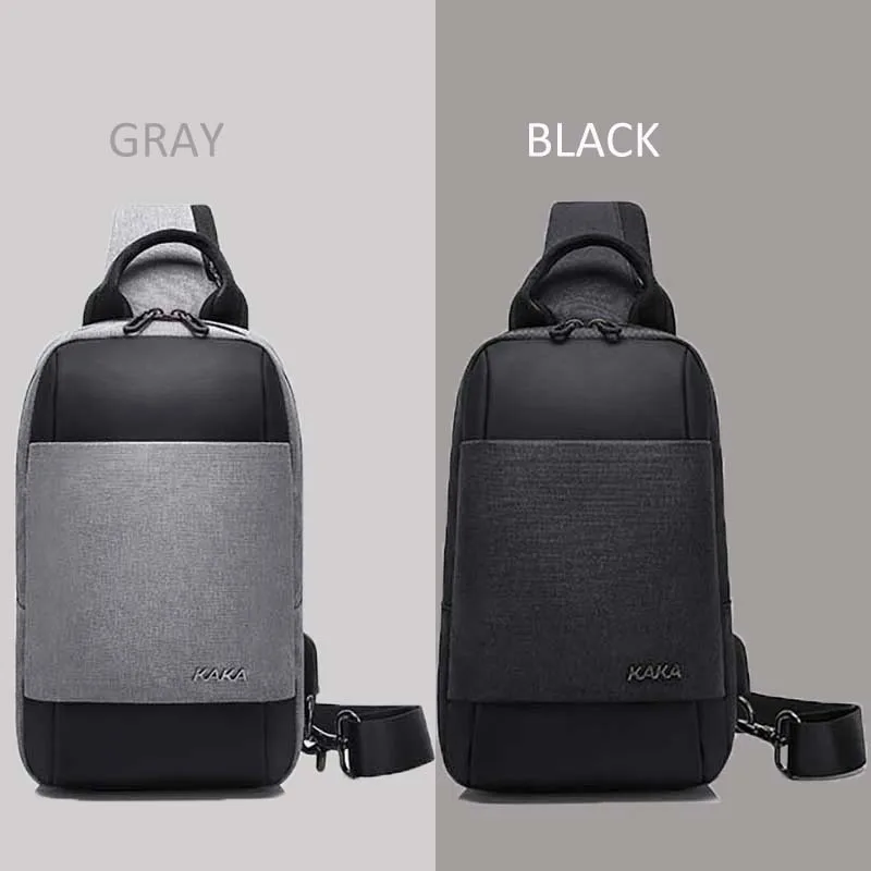 

KAKA 856 Casual Messenger Bag for Men USB Charging Crossbody Bags Chest Packs Waterproof Short Trip Sling Bag