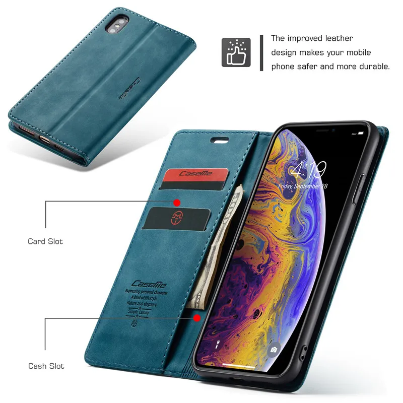 Чехол кошелек в стиле ретро для iPhone X XR XS Max многофункциональный кожаный чехол