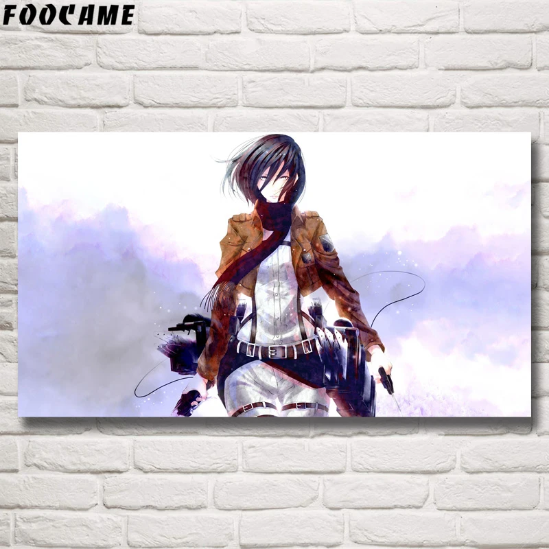 Shingeki No Kyojin Ackerman аниме для девочек постер с шелковым принтом украшение спальни