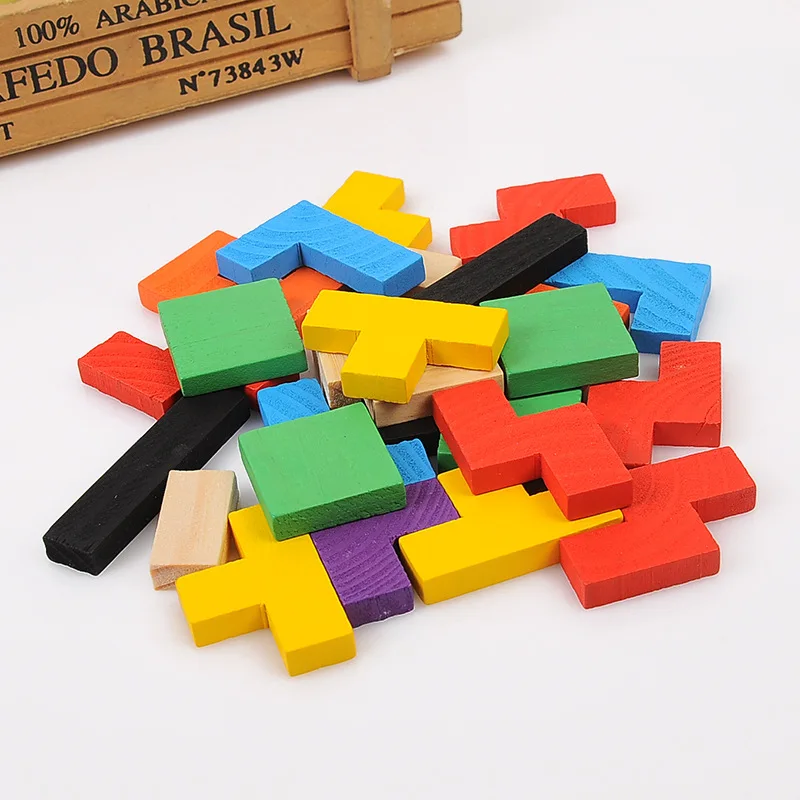 Hot Sale Colorful Wooden Tangram Brain Teaser Puzzle Toys Tetris Game Intellectual Educational Toy Gift for Kids Children | Игрушки и