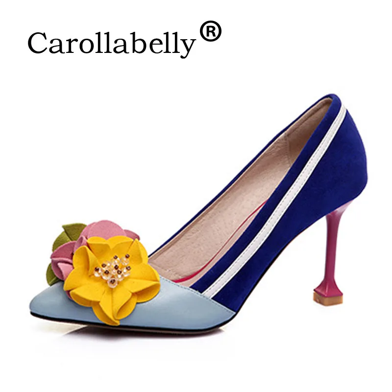 Женские туфли лодочки на высоком каблуке Carollabelly из натуральной кожи с острым
