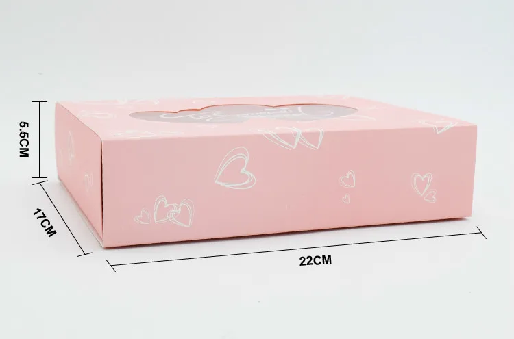 

10 Pcs Wedding Gift Box Party Favor Drawer Kraft Paper Box With Window Pink Heart Cookie Candy Cup Cake Boxes And Packaging