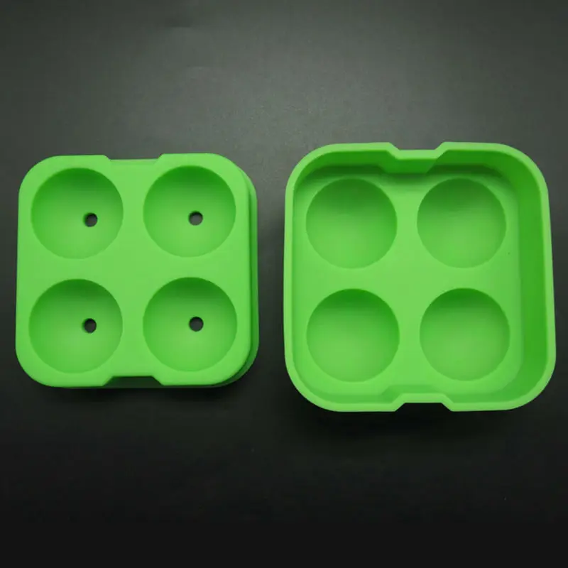 

10pcs\lot silicone ice cube tray 4-cavity ice ball maker green color food-grade silicone material ice cream tool kitchenware