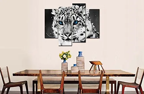 

4 Piece Wall Art Painting Blue Eye Snow Leopard Prints On Canvas The Picture Animal Pictures Oil For Print Decor