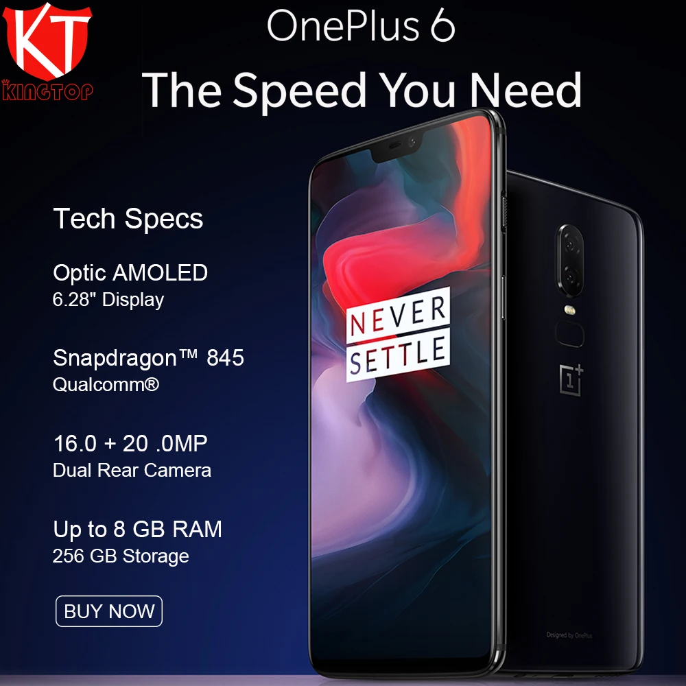 Oneplus 6 мобильный телефон 6,28 дюймов 19:9 6G Оперативная память 64 Гб Встроенная память Snapdragon 845 Octa Core Dual сзади Камера 20+ 16 Мп NFC водонепроницаемый чехол для телефона