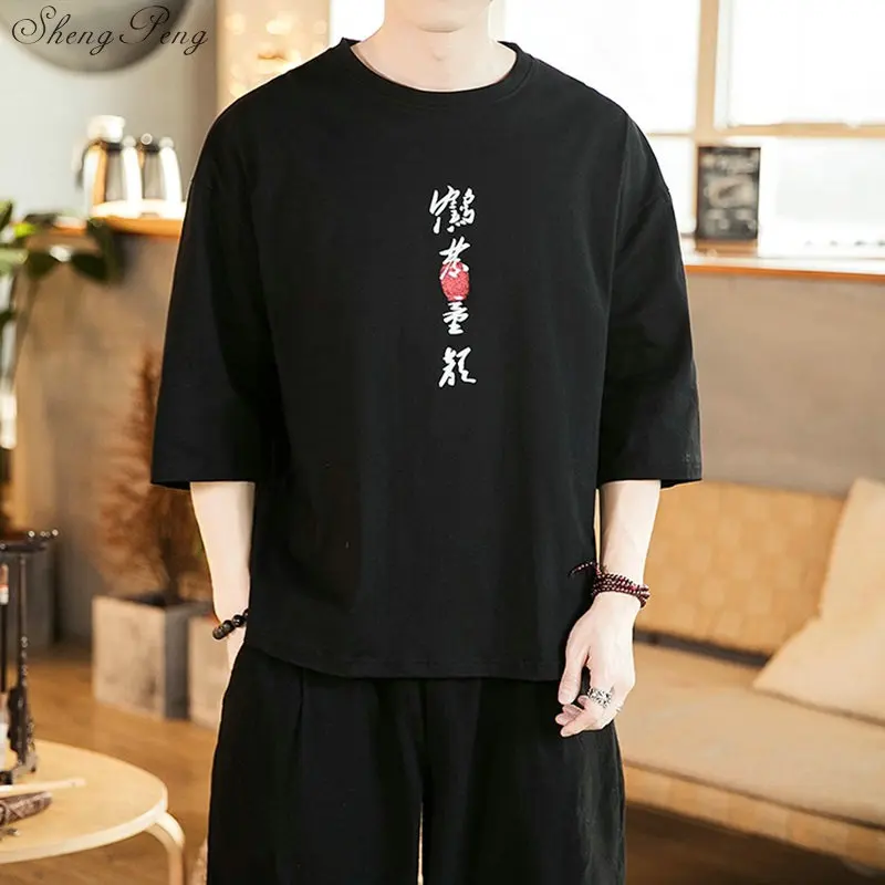 Мужские футболки модные летние топы 2019 китайский рынок традиционная китайская