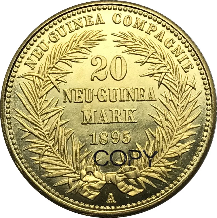 Немецкие Штаты Новая Guinea 1895 A 20 Mark Wilhelm II золотые монеты латунные металлические