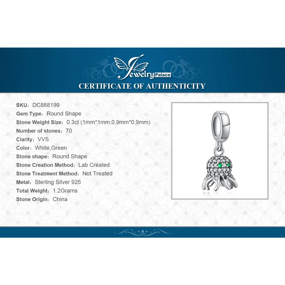 JewelryPalace Осьминог серебряные бусины 925 пробы Подвески Серебро оригинал для