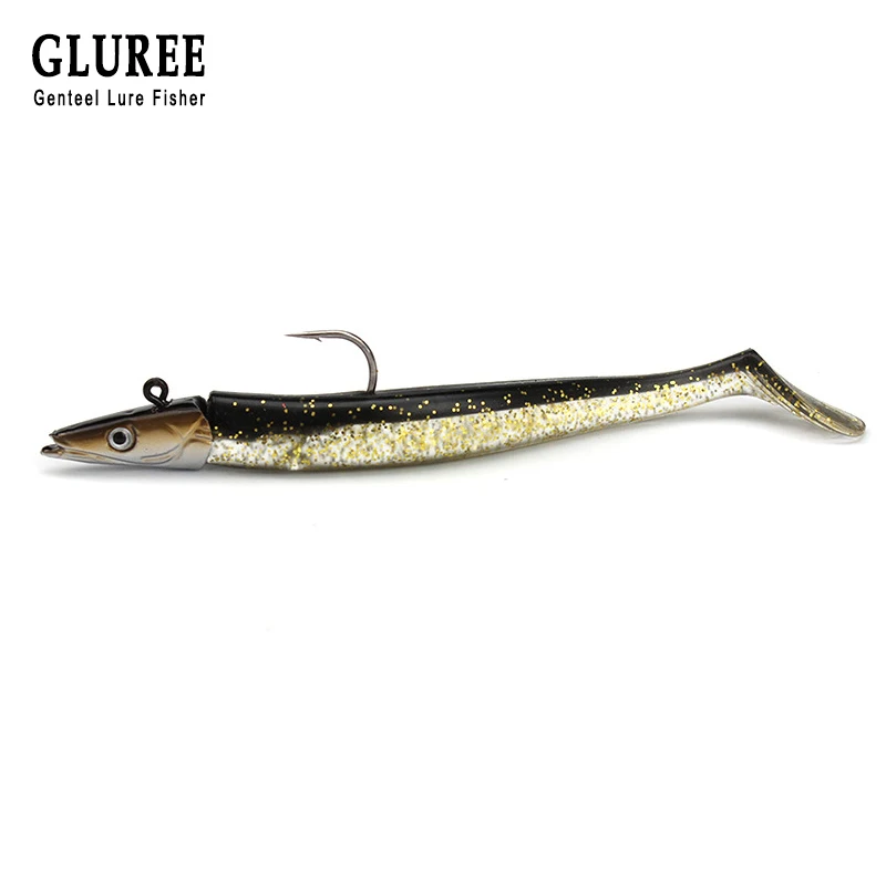 GLUREE 16g Lead Head Fishing Lures Double Color Soft Bait Artificial Fake Sea Tackle Single Hook 4 | Спорт и развлечения