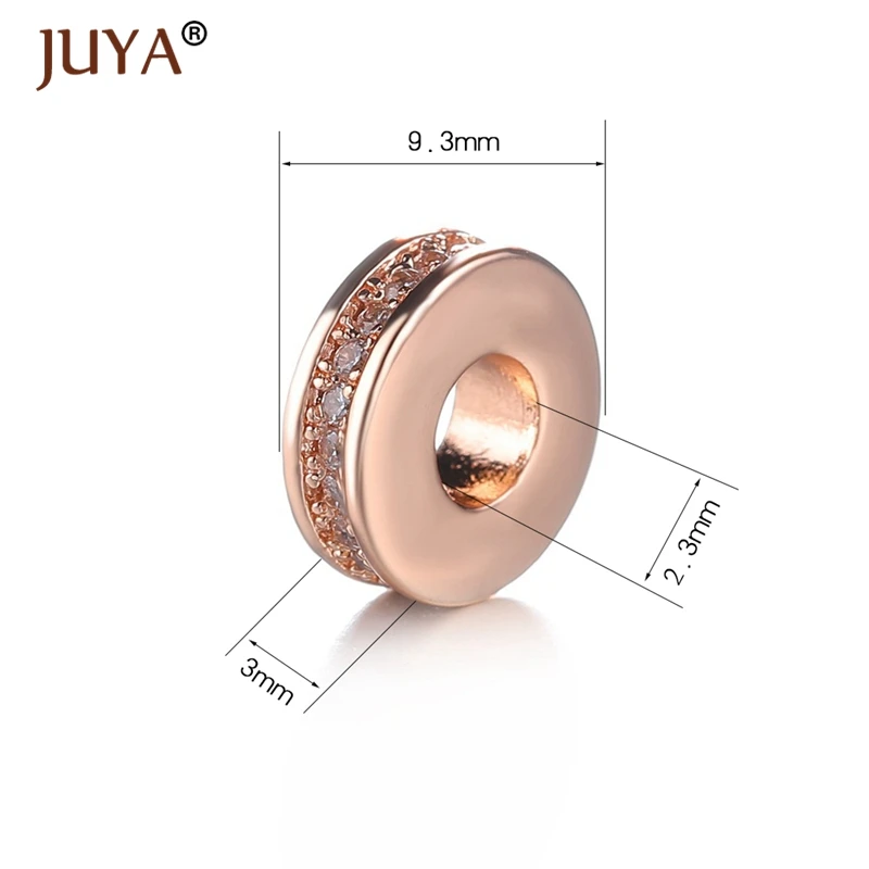 Модные бусины Juya фурнитура медные циркониевые круглые разделители для