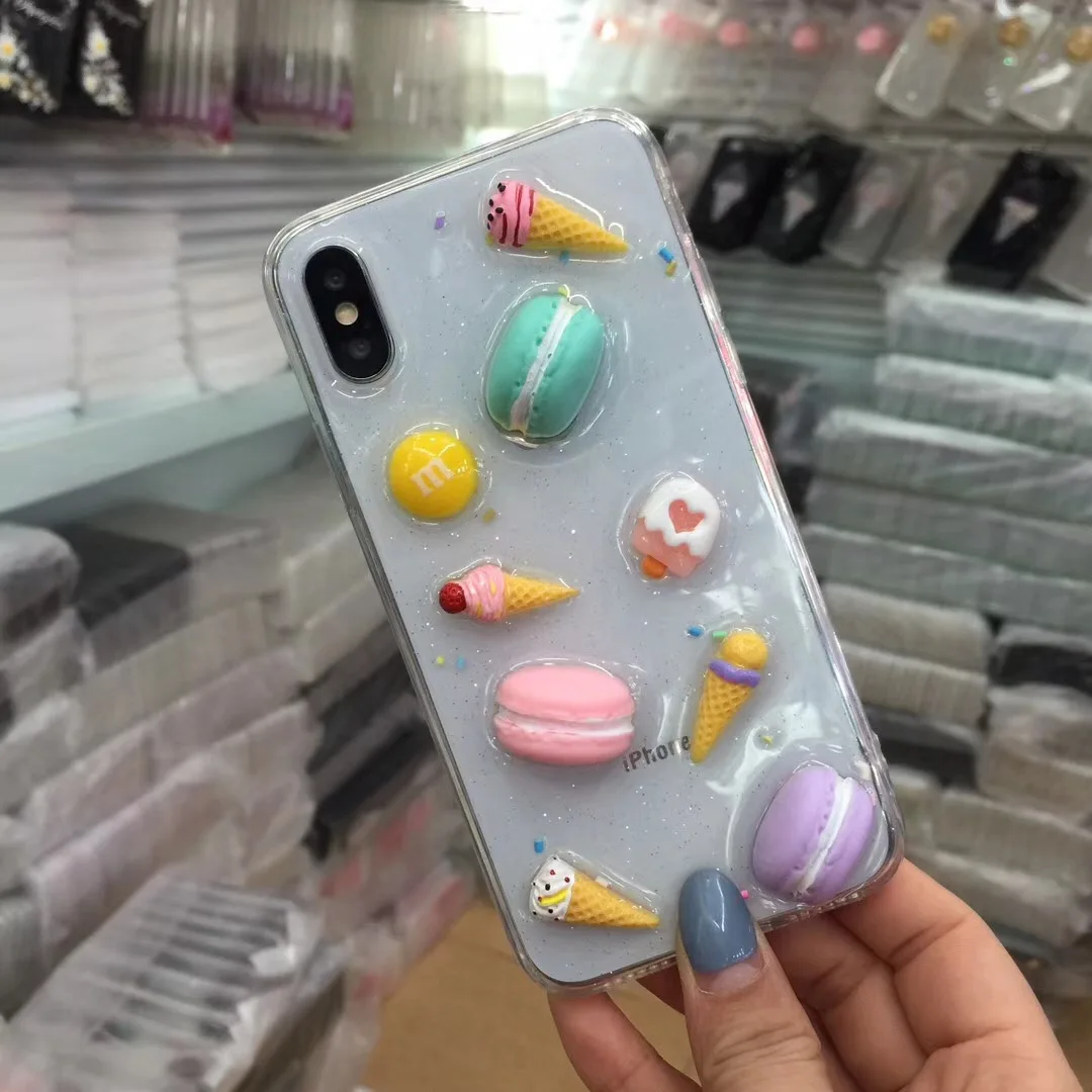 Милые модные сладости мороженое 3D Мягкий силиконовый чехол для телефона Apple iPhone X