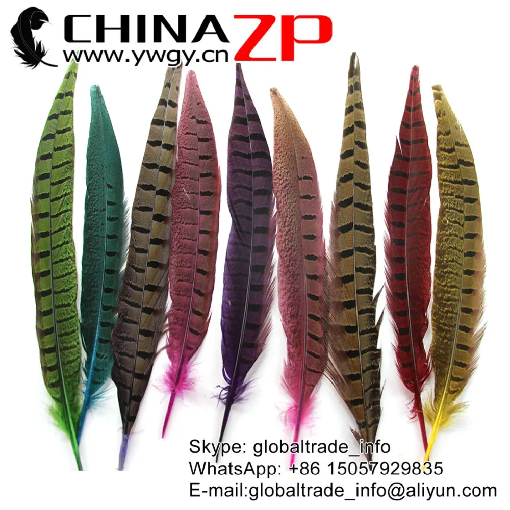 

CHINAZP Factory Cheap Wholesale 500pcs/lot Length 25cm~30cm Best Quality Colorful Dyed Ringneck Pheasant Tail Feathers