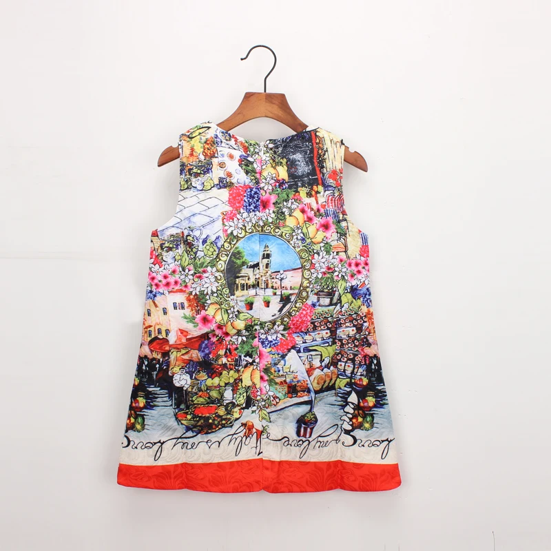 Hurave good quality Baby Girls Printing Princess Dress Clothes Children Sleeveless Kids Round Collar Dresses For 2-7 Years | Детская