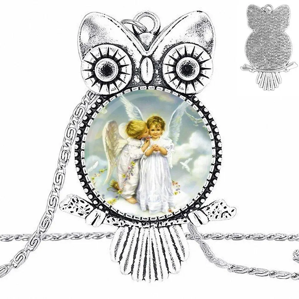 Ей глазурь для женщин и детей ожерелье из стекла кабошон с женской подвеской