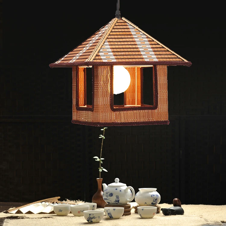 Бамбук новый китайский простой маленький дом ресторан балкон лампа теплая