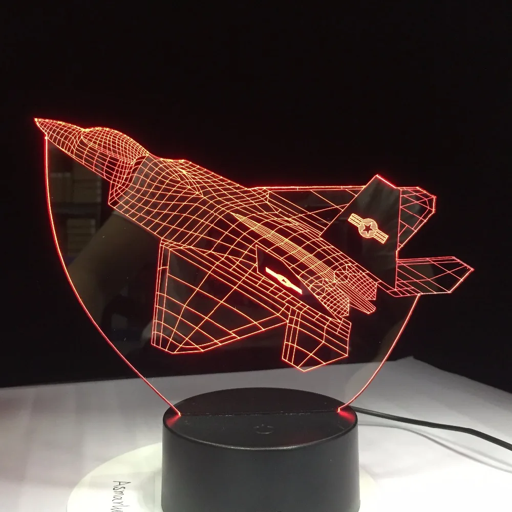 

3D светильник, новинка, иллюзионный самолёт, Воздушная Ночная лампа, USB, светодиодсветодиодный, 7 цветов, меняющая цвет, для дня рождения, вече...
