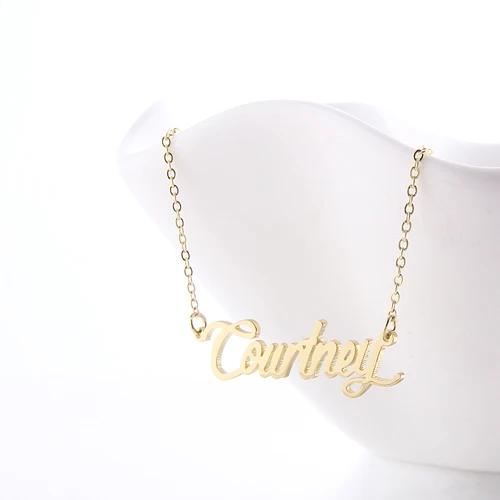 Courtney Name Necklace Women Gold Pendant Custom Carrie Nameplate Charms Stainless Steel Drop Statement Jewelry 2376 | Украшения и