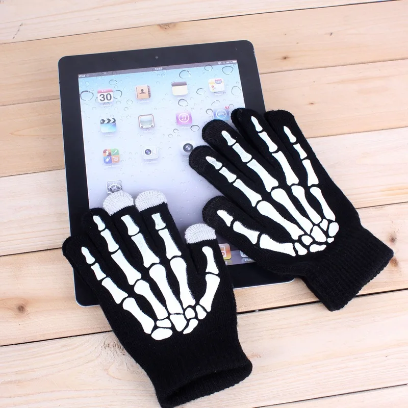 Spot supply fashion skeleton hand touch screen knitted gloves / offset ghostcrawler touch screen magic gloves
